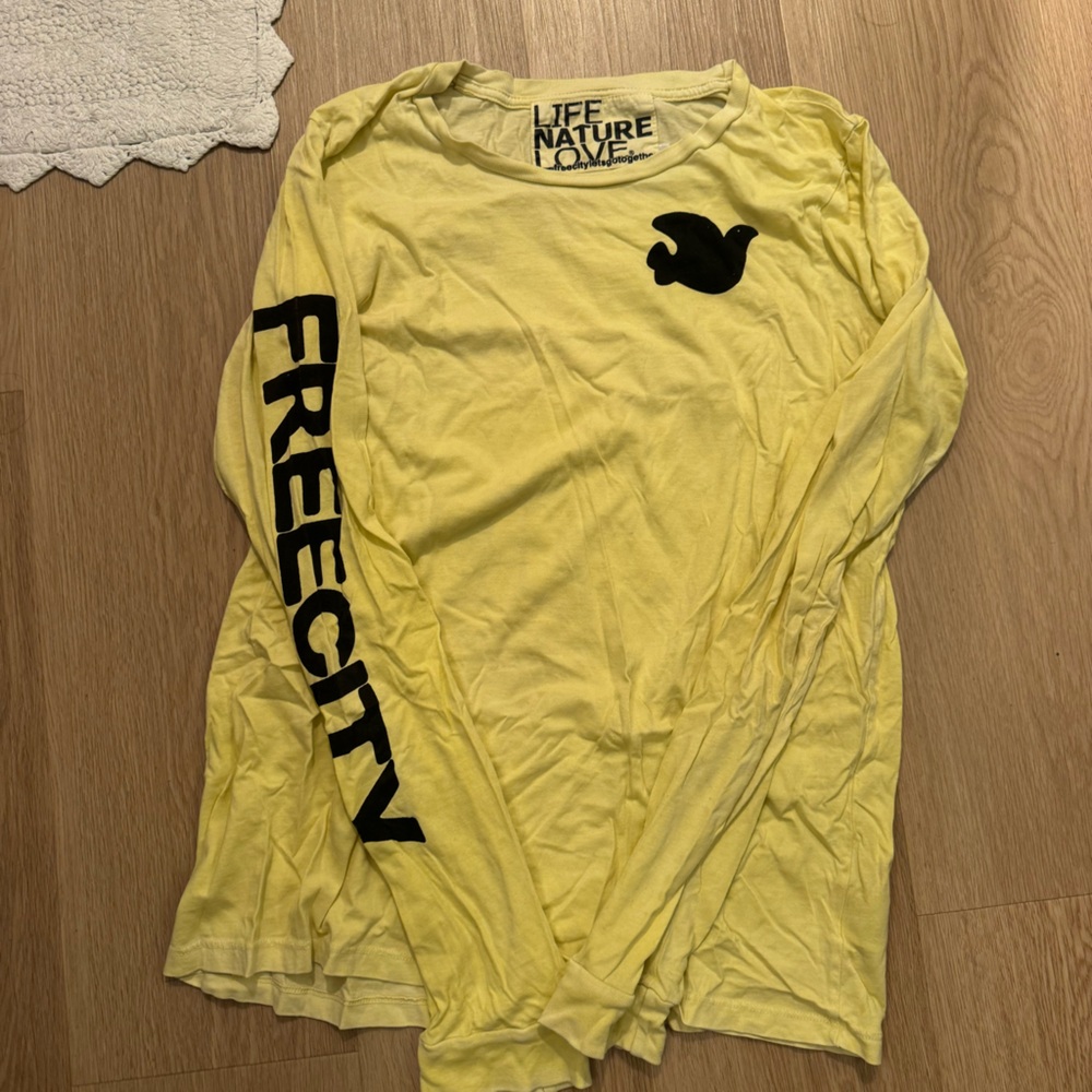 Freecity Vibrant Yellow Long Sleeve Tee. Cute oversized or true to size